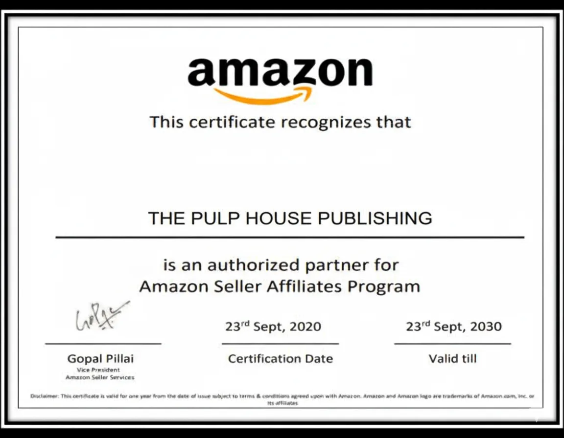 The Pulp House Publishing Certificate